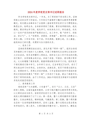 2024年度学校党支部书记述职报告