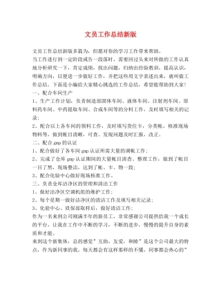 文员工作总结新版 
