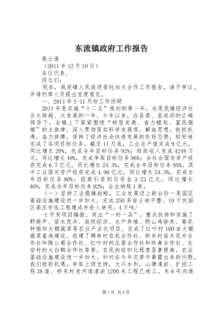 东流镇政府工作报告