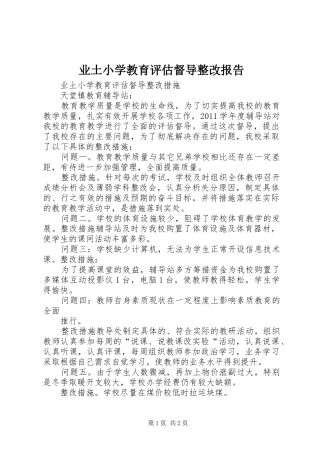 业土小学教育评估督导整改报告