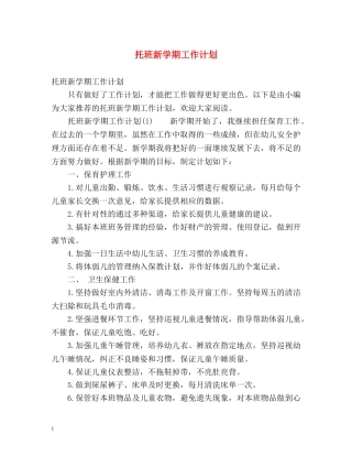 托班新学期工作计划 