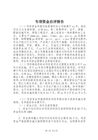 专项资金自评报告