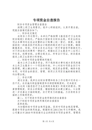 专项资金自查报告