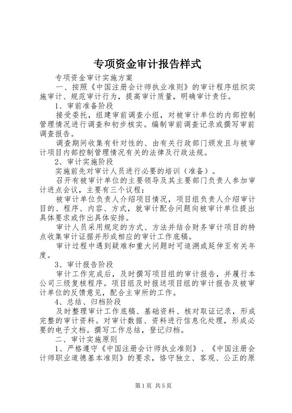 专项资金审计报告样式_第1页
