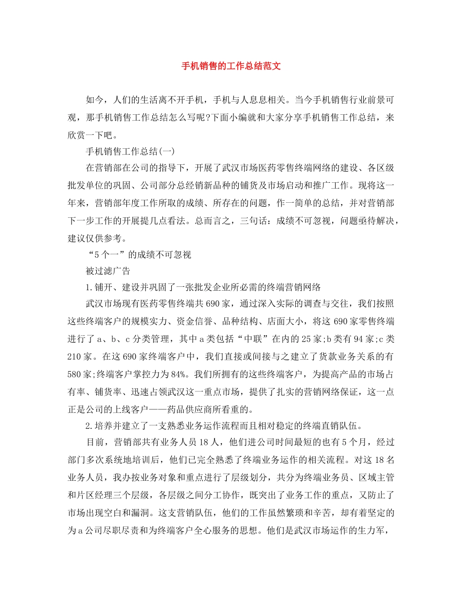 手机销售的工作总结范文 _第1页