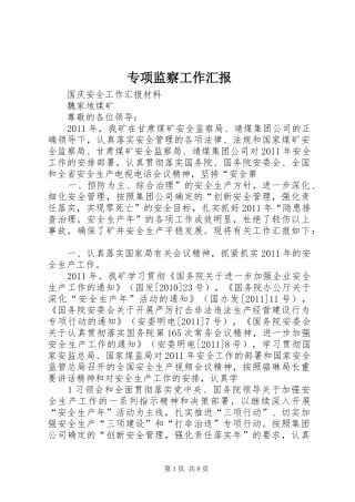 专项监察工作汇报