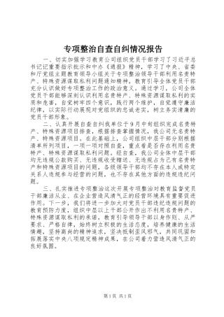 专项整治自查自纠情况报告