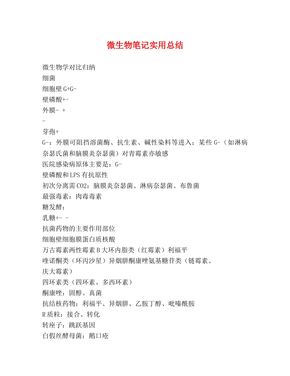 微生物笔记实用总结 _第1页