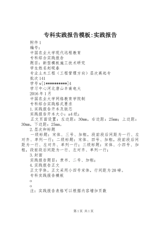 专科实践报告模板-实践报告