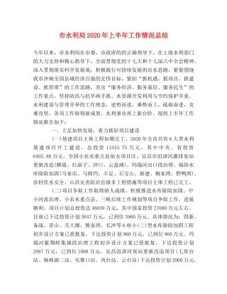 市水利局2020年上半年工作情况总结 