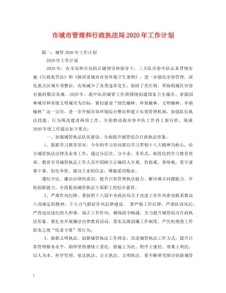 市城市管理和行政执法局2020年工作计划(1) 