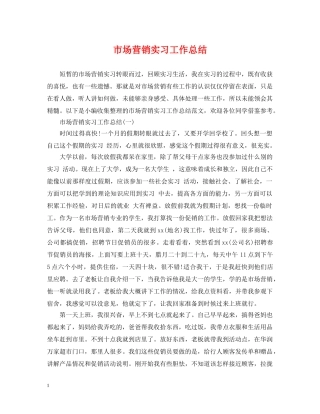市场营销实习工作总结 