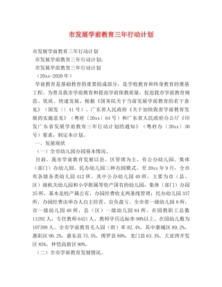 市发展学前教育三年行动计划 