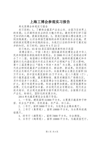 上海工博会参观实习报告