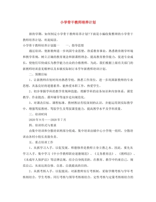 小学骨干教师培养计划 