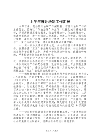 上半年统计法制工作汇报