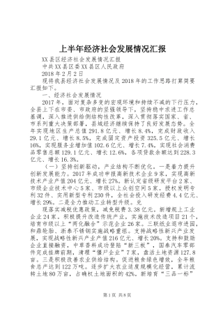 上半年经济社会发展情况汇报