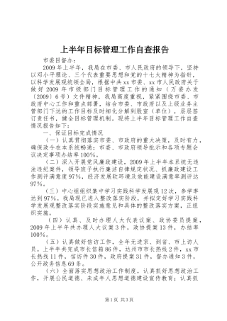 上半年目标管理工作自查报告