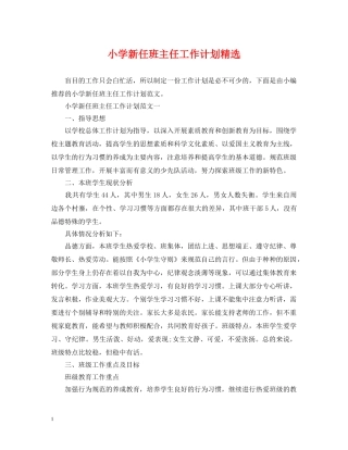小学新任班主任工作计划精选 