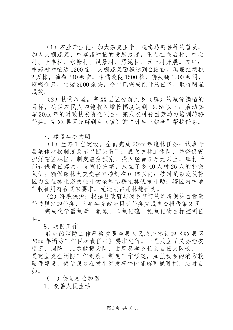上半年乡政府目标任务完成自查报告_第3页