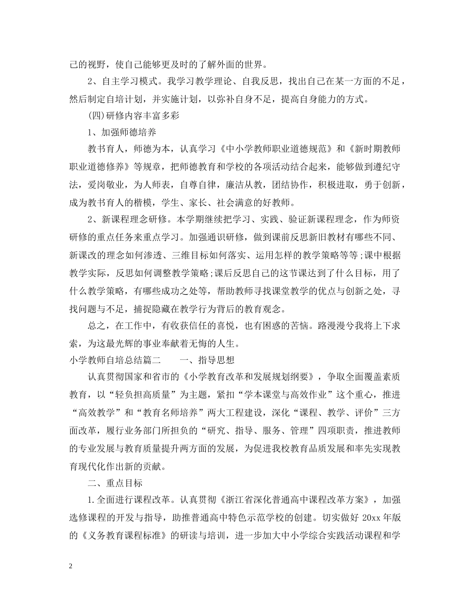 小学教师自培总结 _第2页