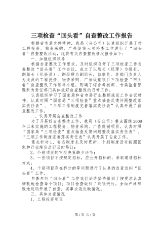 三项检查“回头看”自查整改工作报告