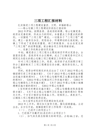 三项工程汇报材料
