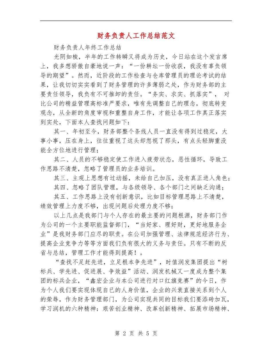 财务负责人工作总结范文_第2页