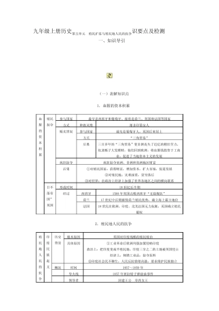 九年级上册历史第五单元 殖民扩张与殖民地人民的抗争识要点及检测