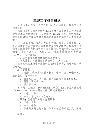 三述工作报告格式