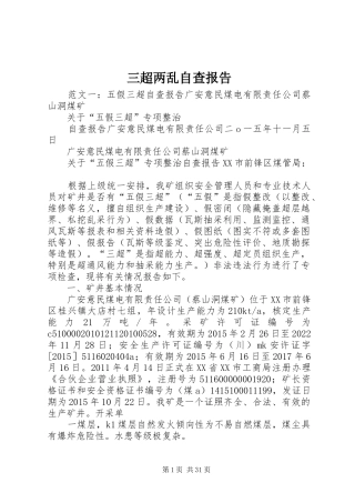 三超两乱自查报告
