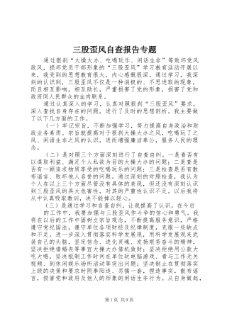 三股歪风自查报告专题
