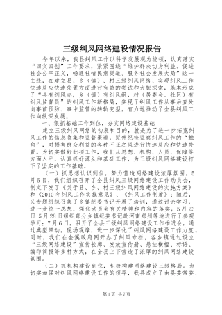三级纠风网络建设情况报告