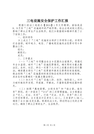 三电设施安全保护工作汇报