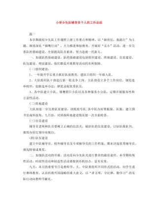小学少先队辅导员个人的工作总结 