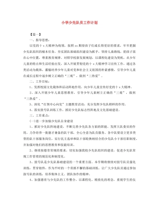 小学少先队员工作计划 
