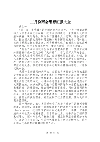 三月份两会思想汇报大全