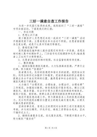 三好一满意自查工作报告