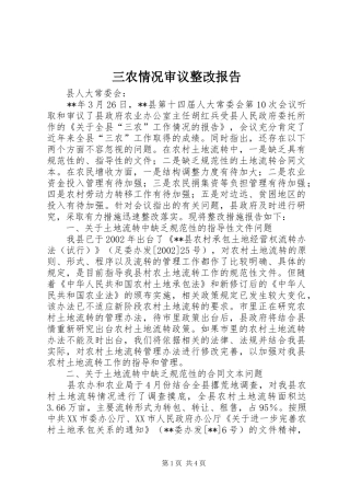 三农情况审议整改报告