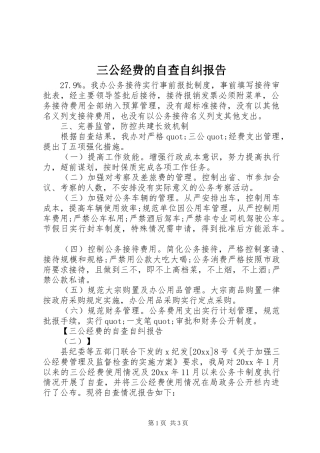 三公经费的自查自纠报告