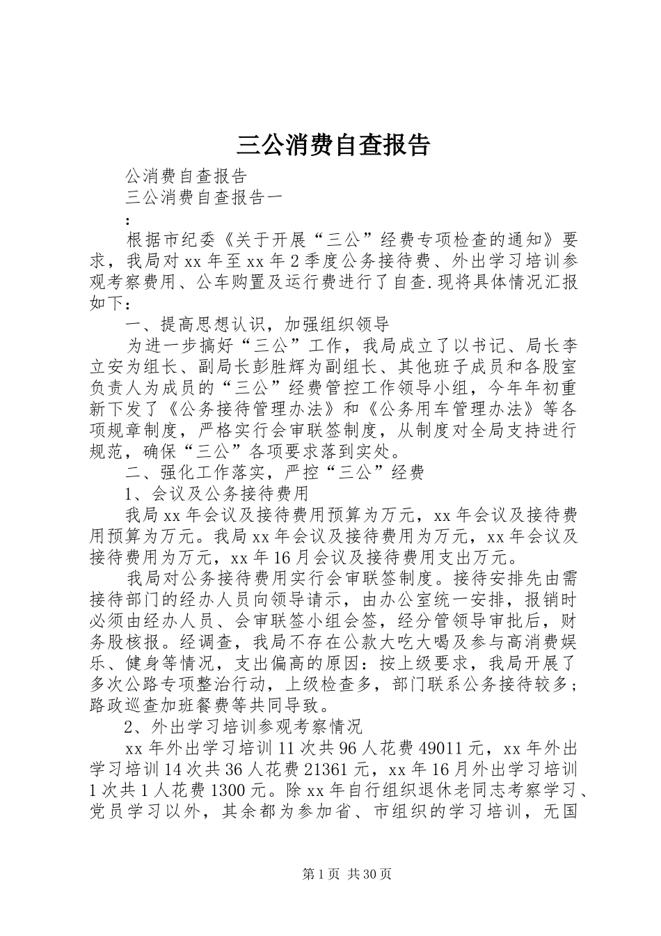 三公消费自查报告_第1页