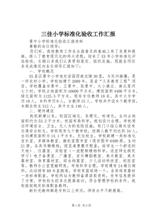 三佳小学标准化验收工作汇报