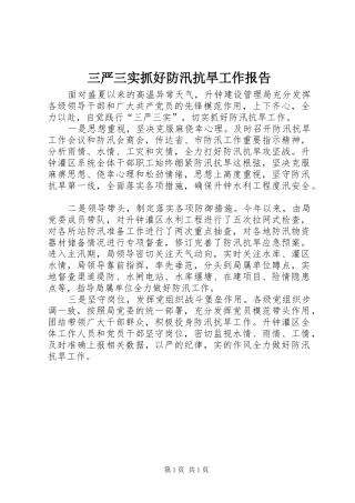 三严三实抓好防汛抗旱工作报告