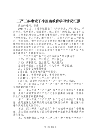 三严三实忠诚干净担当教育学习情况汇报