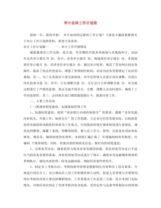 审计总体工作计划表 