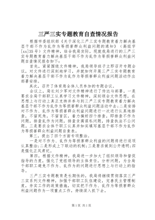 三严三实专题教育自查情况报告