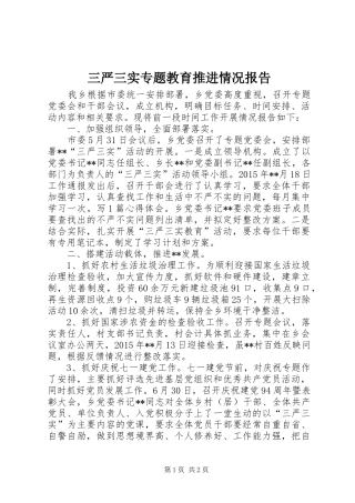 三严三实专题教育推进情况报告