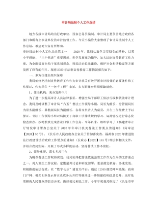 审计局法制个人工作总结 