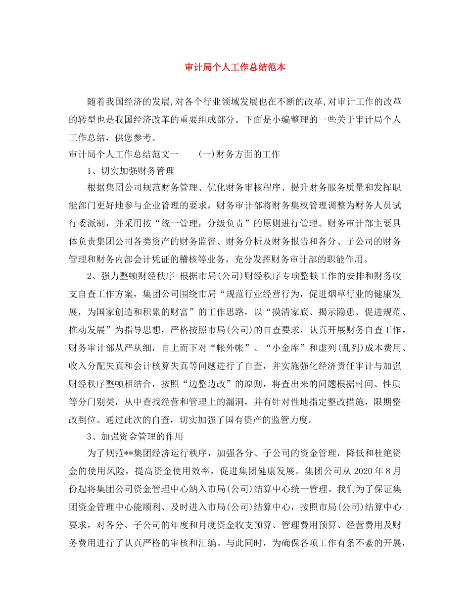 审计局个人工作总结范本 _第1页