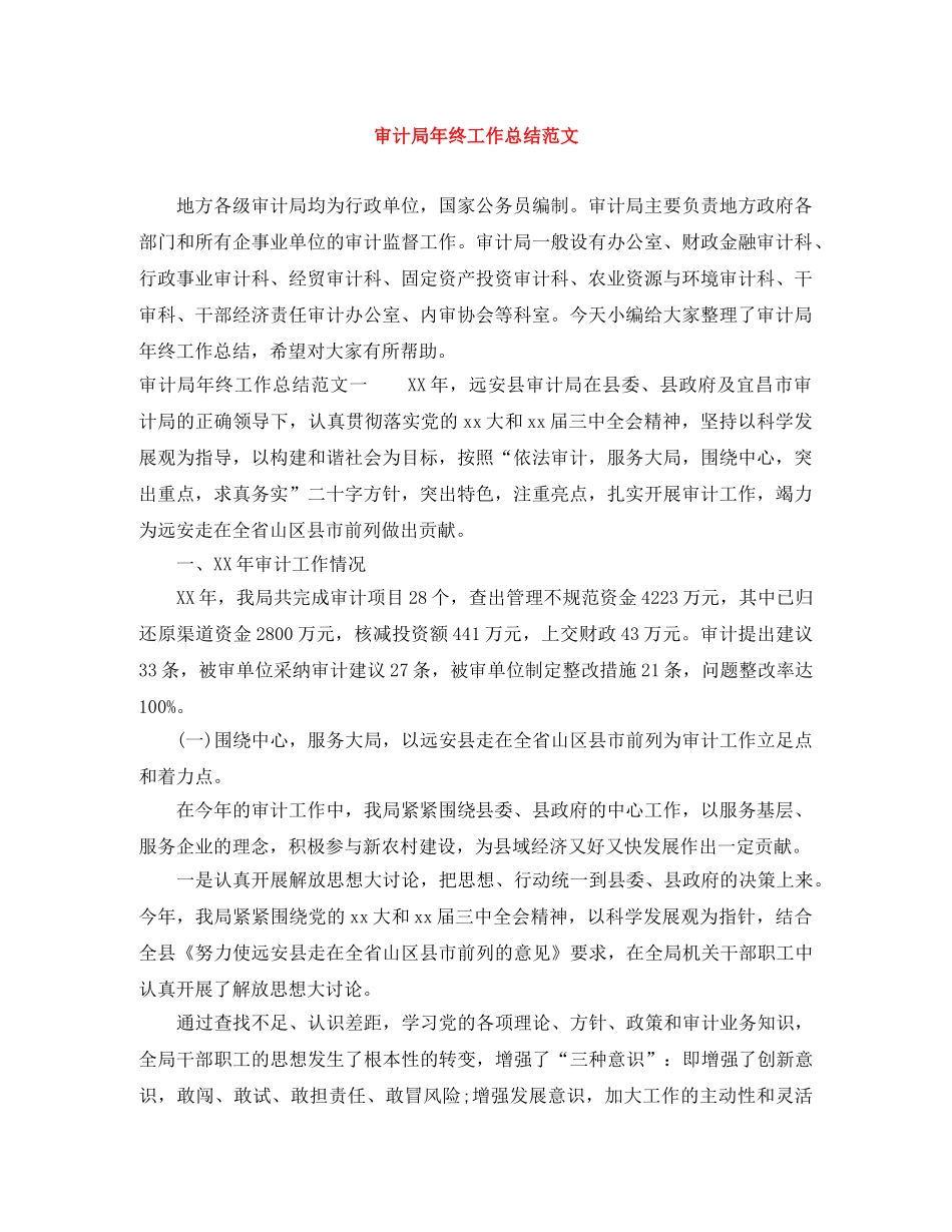 审计局年终工作总结范文 _第1页